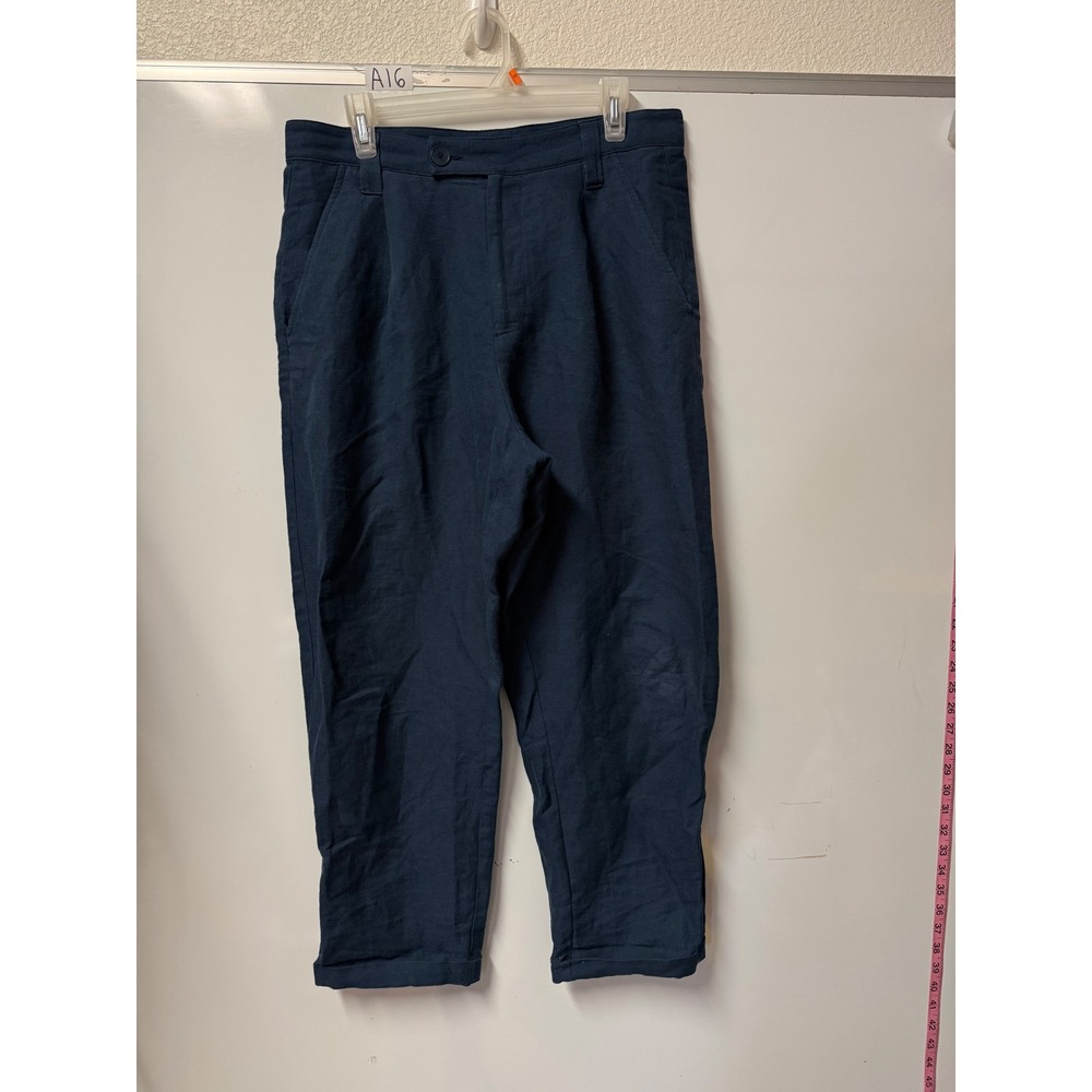 APC Rue Madame Paris Navy Linen Cotton Pleated Trousers Pants Size 48